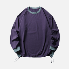 Patchwork Drawstring Long-Sleeve Tee