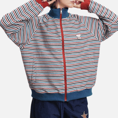 Colorblock Stripe Stand Collar Jacket