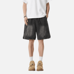Adjustable Waistband Denim Shorts