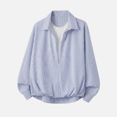 Deep V Faux-Layered Stripe Shirt