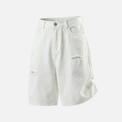 Ripped Washed Denim Shorts