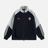 Color-Block Embroidered Stand Collar Jacket