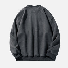 Vintage Suede-Look Crewneck Sweatshirt