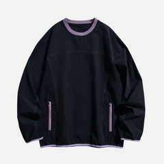 Patchwork Zipper Pocket Sweatshirt