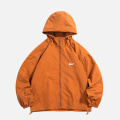 Solid Letter Print Hooded Windbreaker