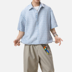 Adjustable Hem Plaid Shirt
