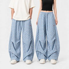 Plaid Slouchy Slant Baggy Pants