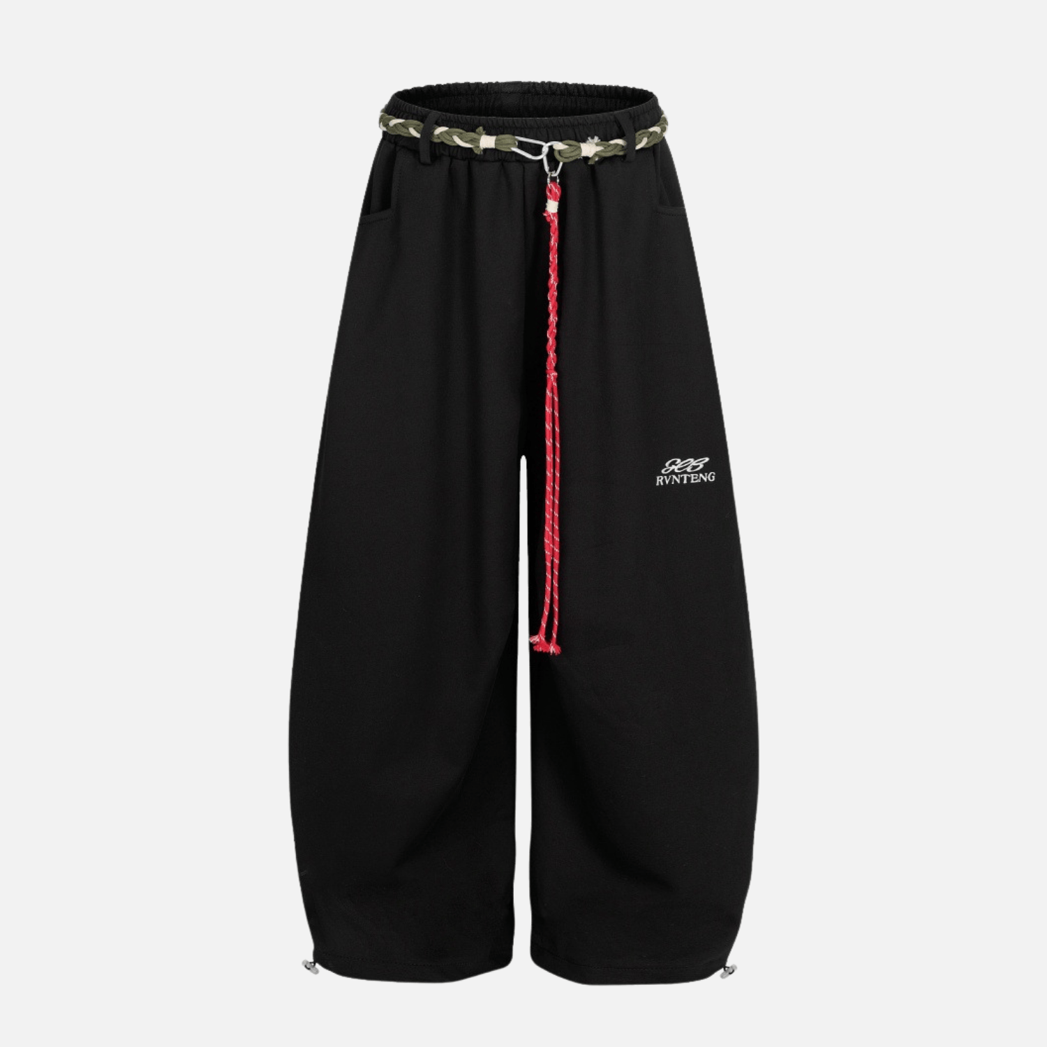 Woven Belt Baggy Pants