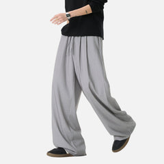 Draped Double-Pleated Casual Pants