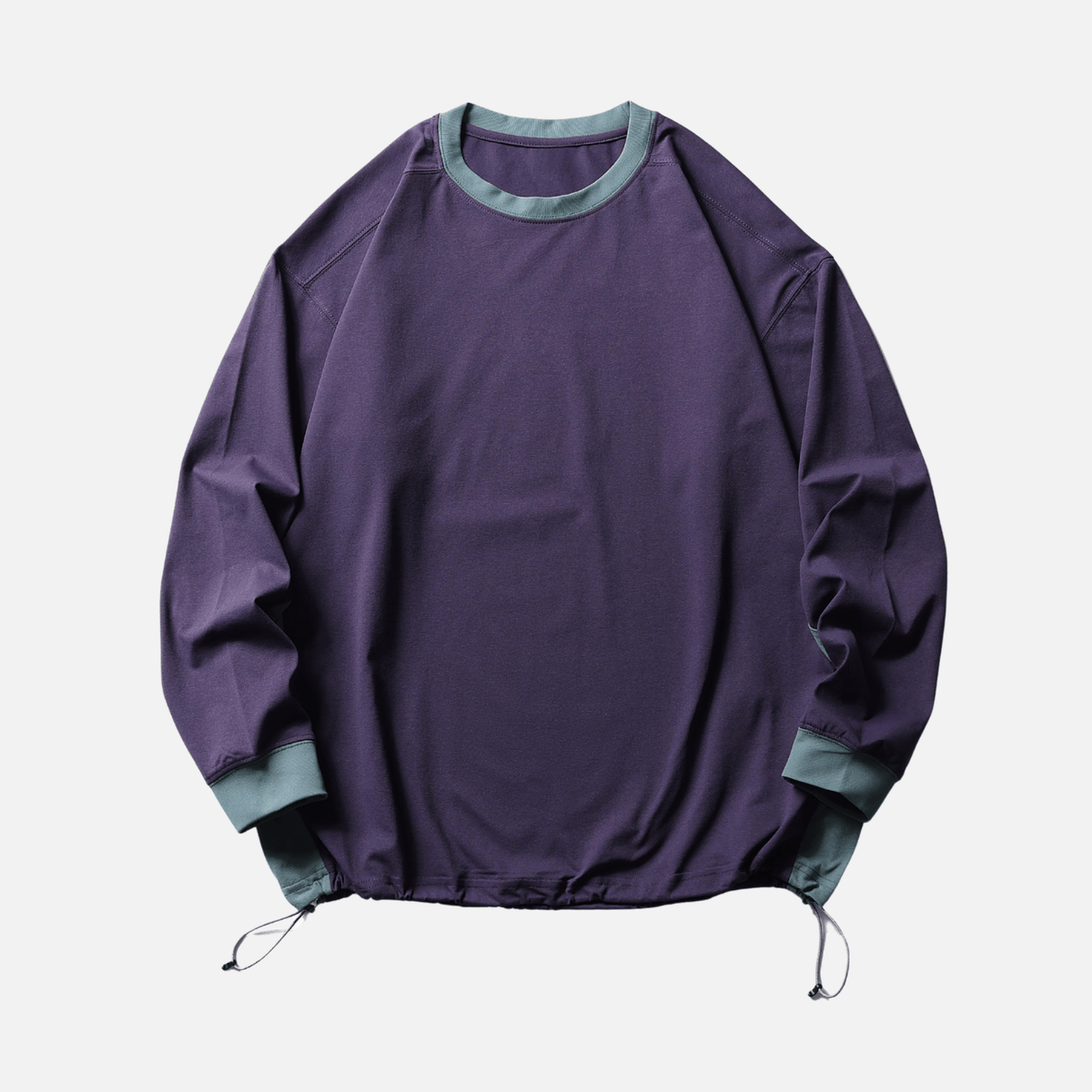 Patchwork Drawstring Long-Sleeve Tee
