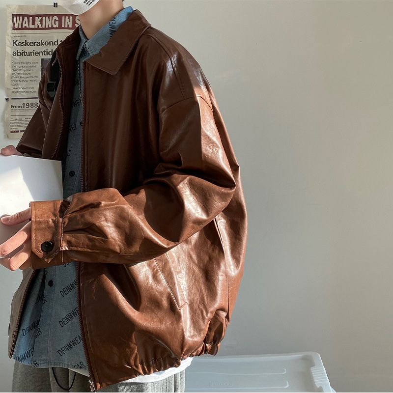 Loose Collar Motorcycle Jacket