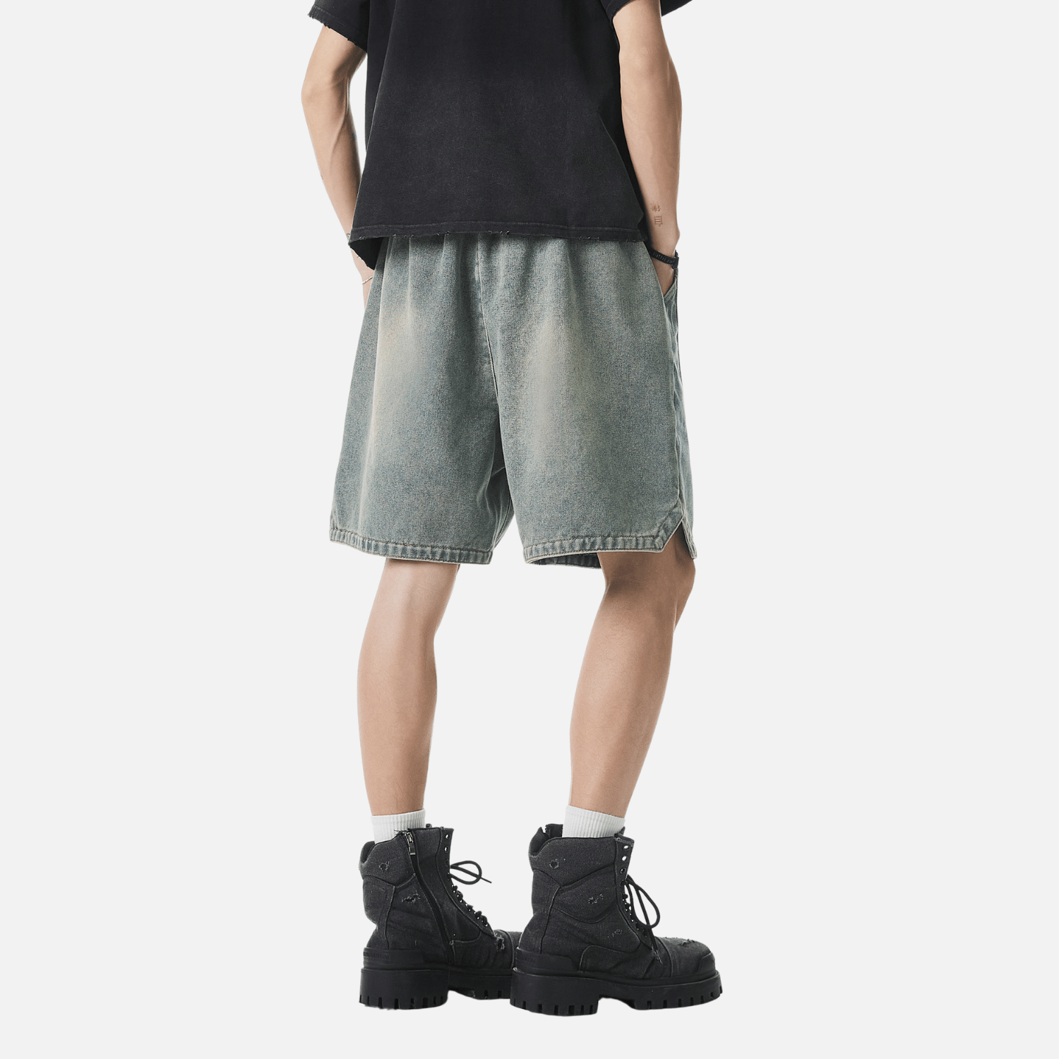 Adjustable Waistband Denim Shorts