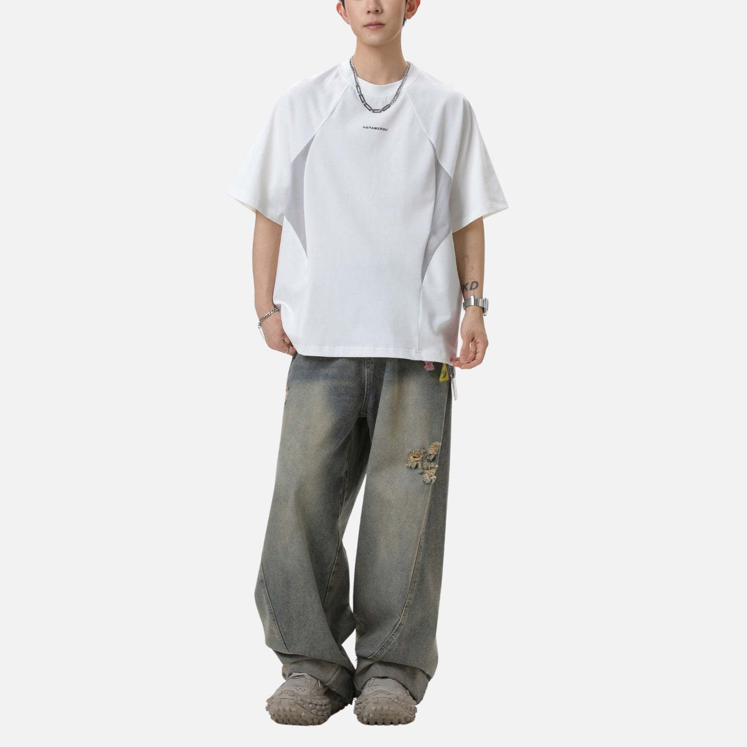 Asymmetric Mesh Panel Tee
