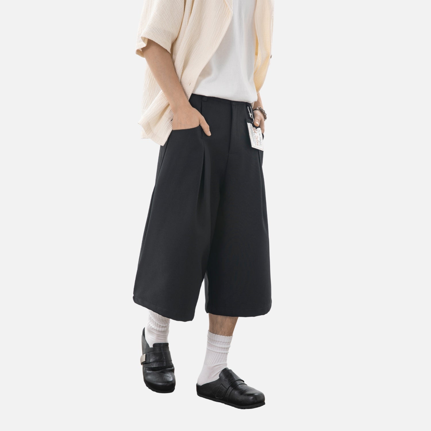 Linen-Texture Bermuda Shorts