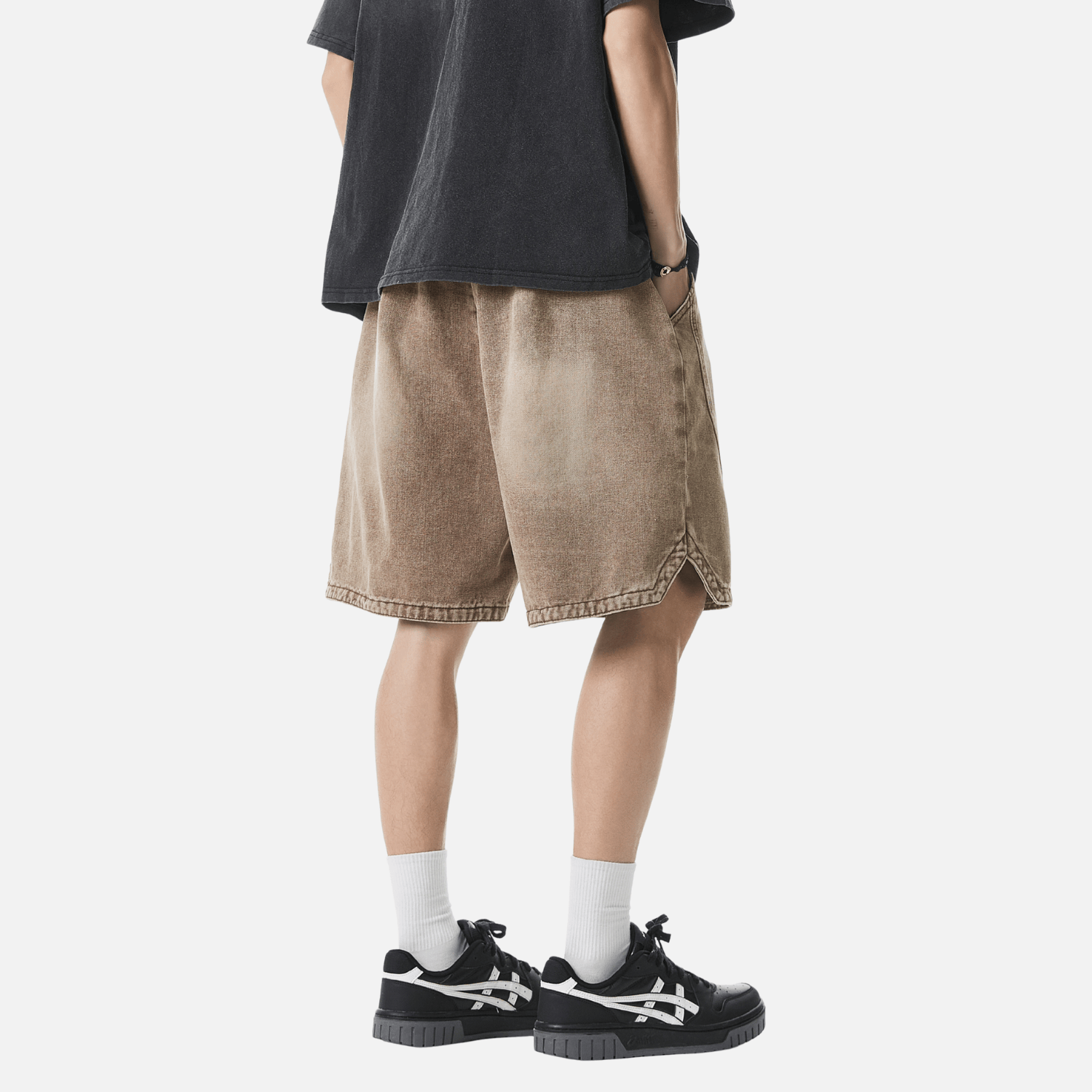 Adjustable Waistband Denim Shorts