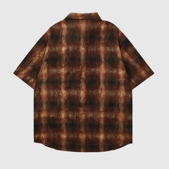 Contrast Patchwork Plaid Shirts