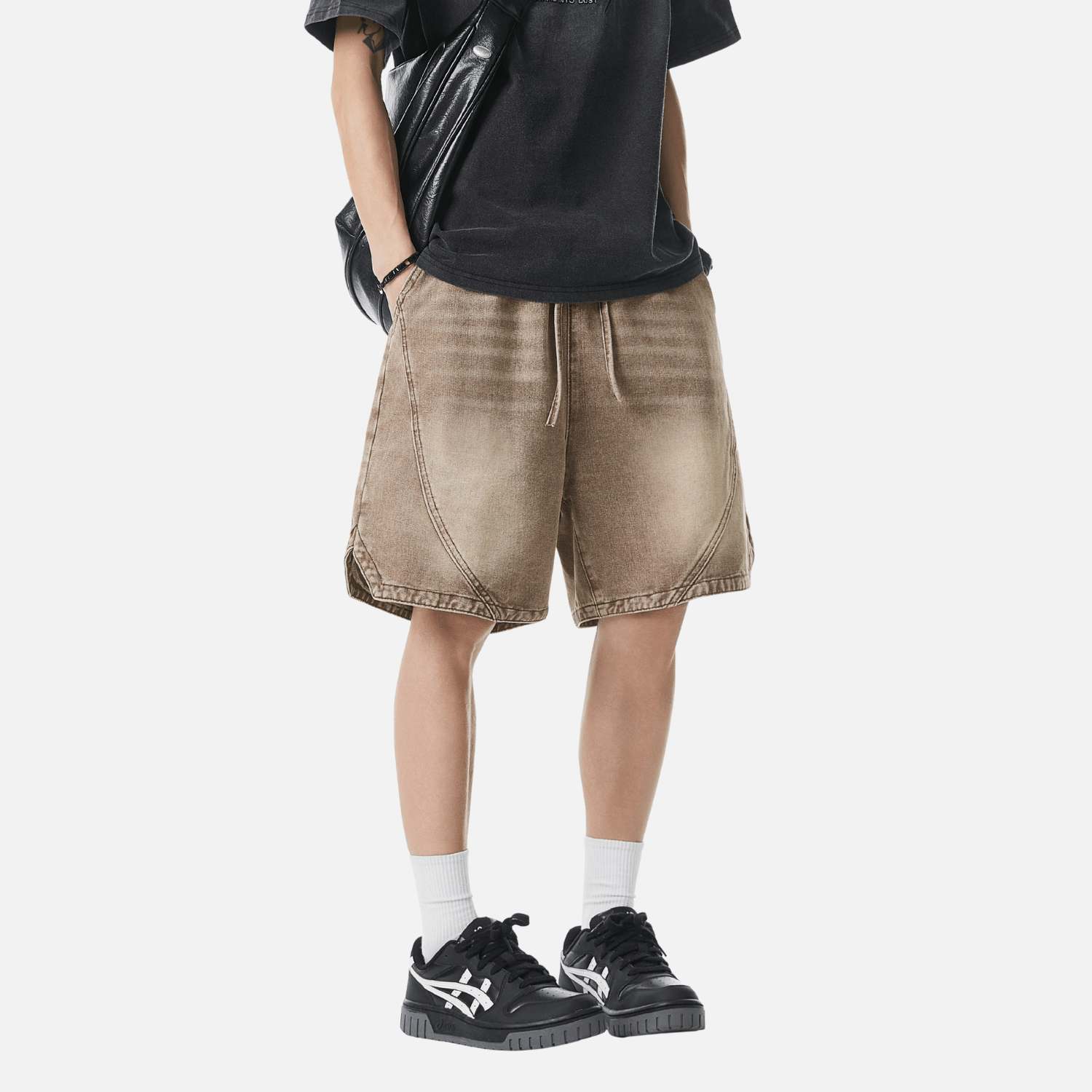 Adjustable Waistband Denim Shorts