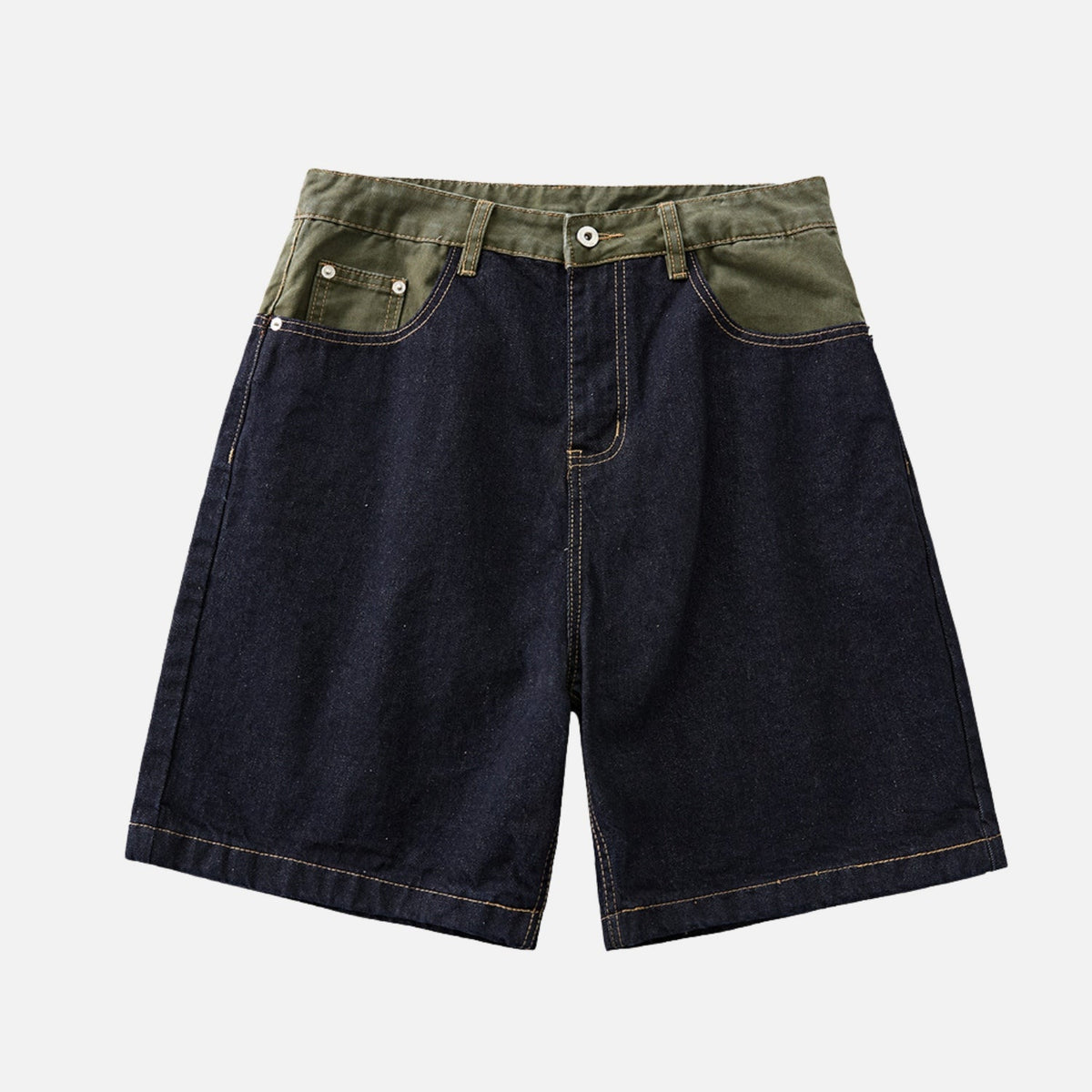 Colorblock Denim Shorts