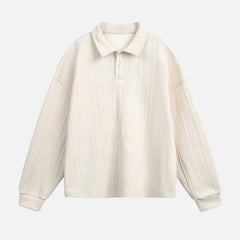 Heavy Jacquard Textured Polo Sweatshirt