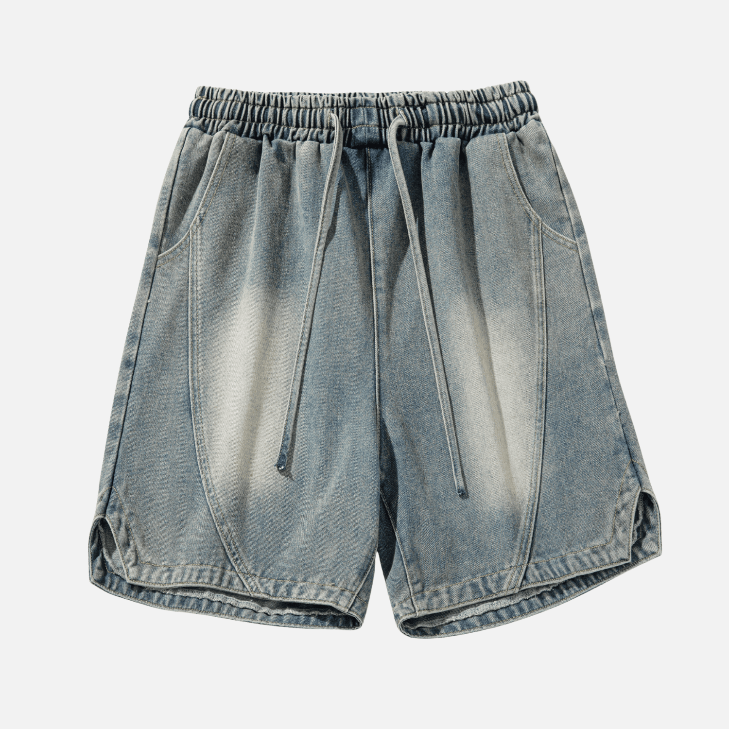 Adjustable Waistband Denim Shorts
