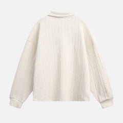Heavy Jacquard Textured Polo Sweatshirt