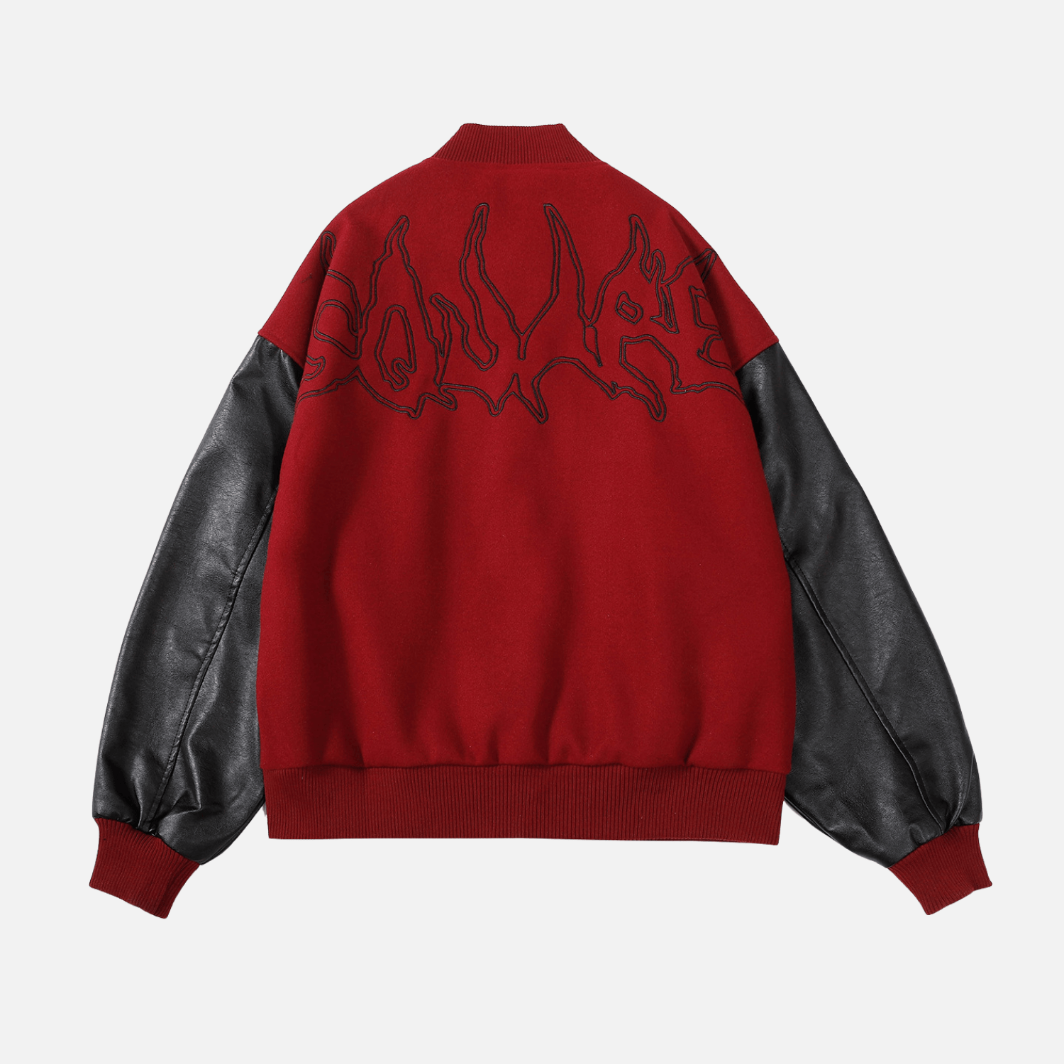Symbol Embroidery PU Leather Stitching Baseball Jacket
