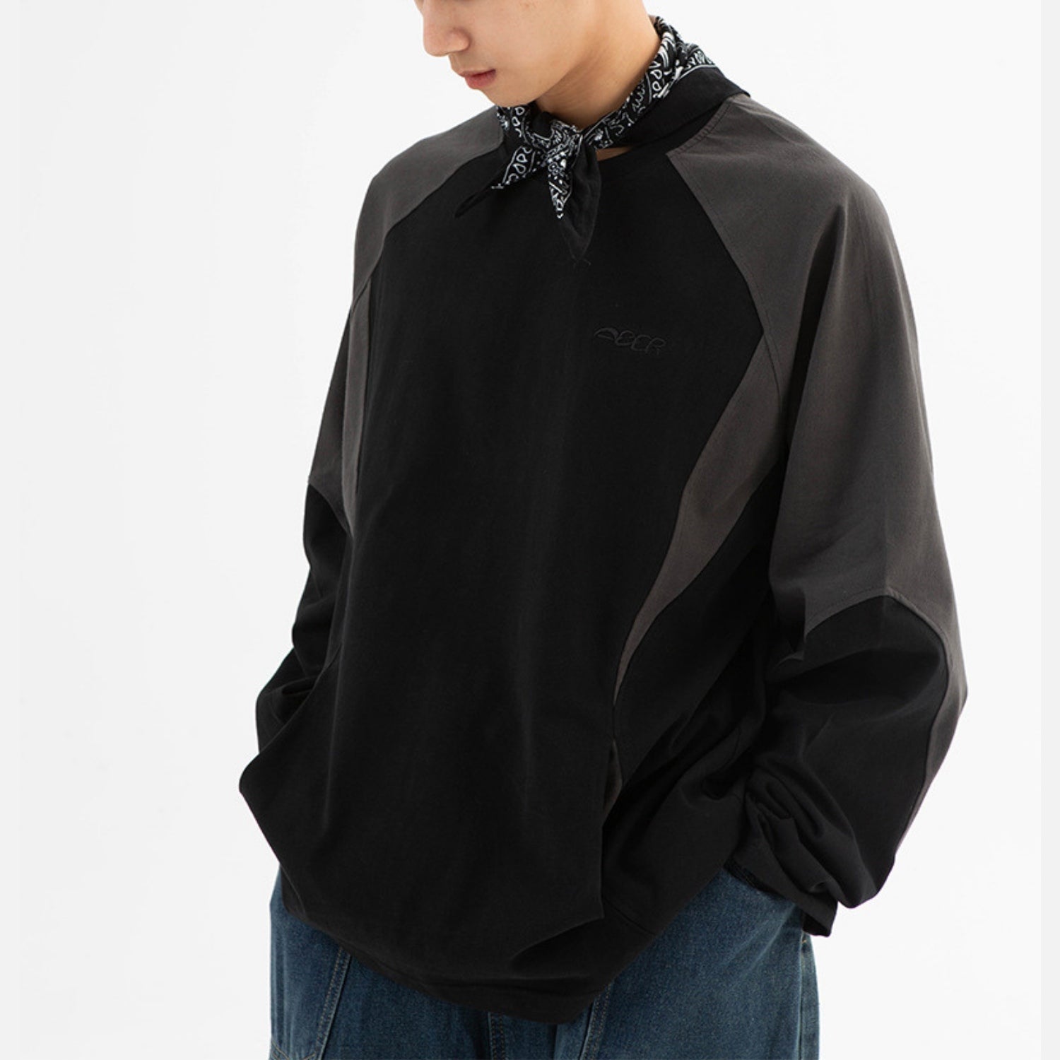 Colorblock Cotton Crewneck Sweatshirt