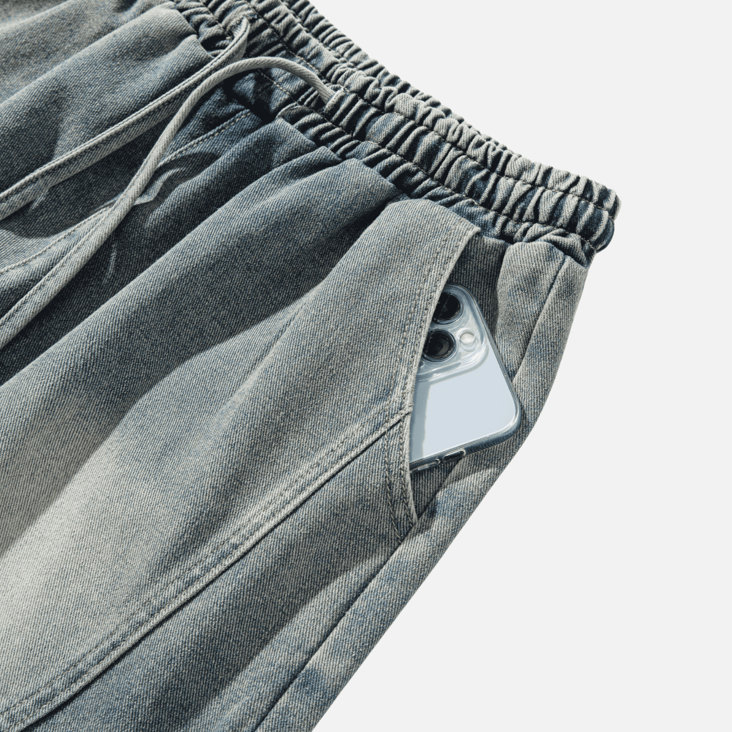 Adjustable Waistband Denim Shorts