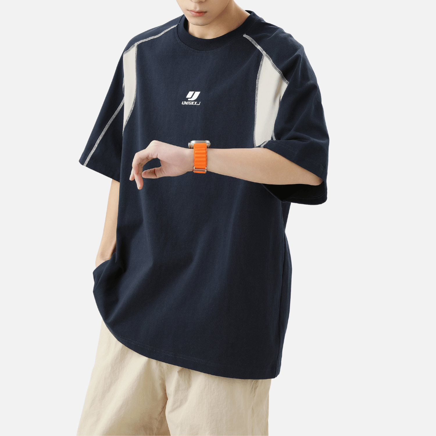 Colorblock Embroidered Cotton T-Shirt