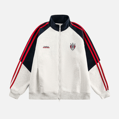 Color-Block Embroidered Stand Collar Jacket