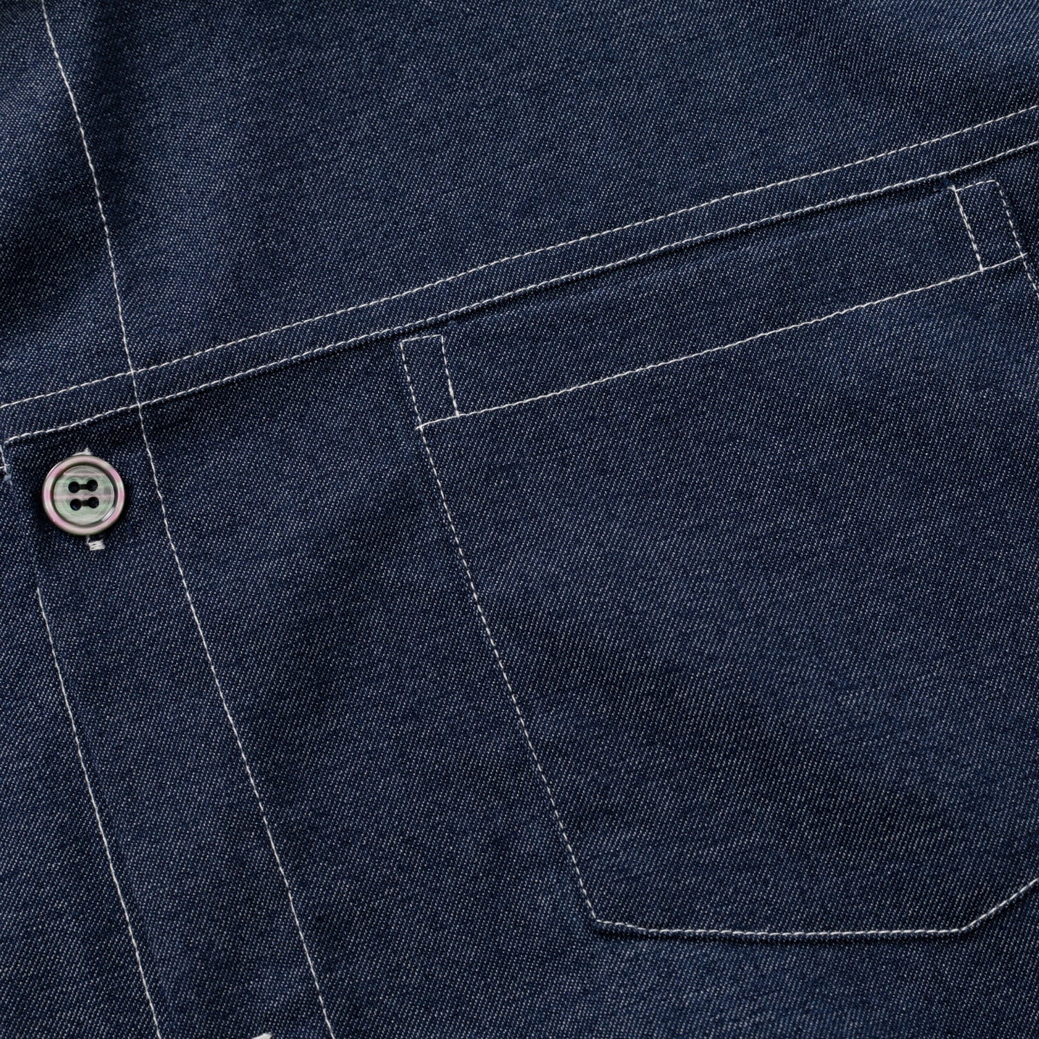 Retro Contrast-Stitch Denim-Look Shirt