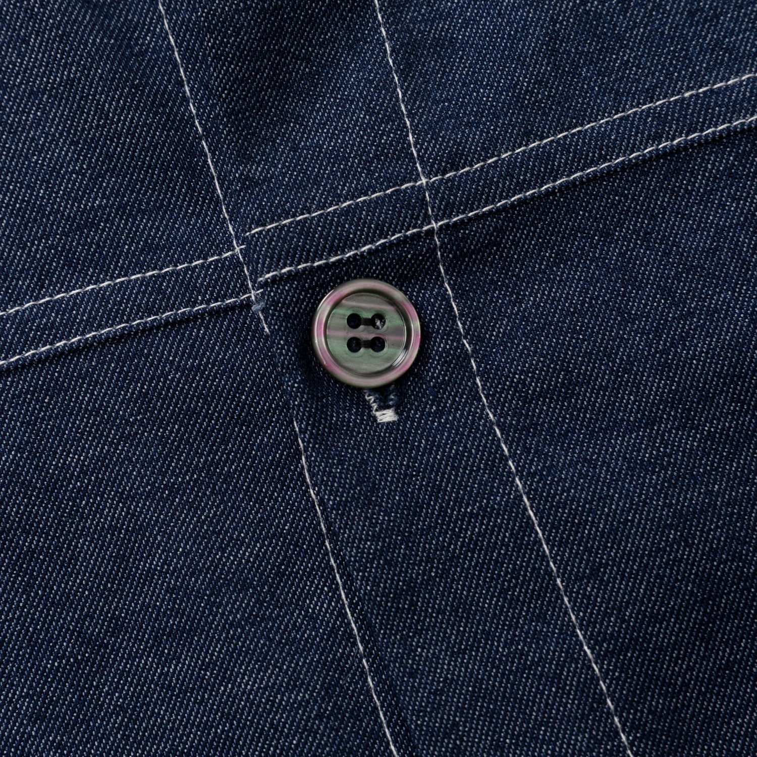 Retro Contrast-Stitch Denim-Look Shirt